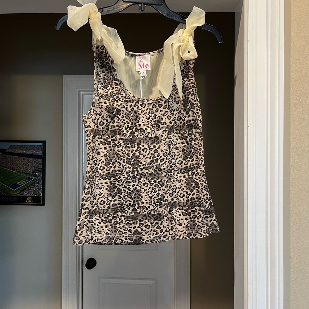 So Me Leopard Print Camisole with Cream Bow